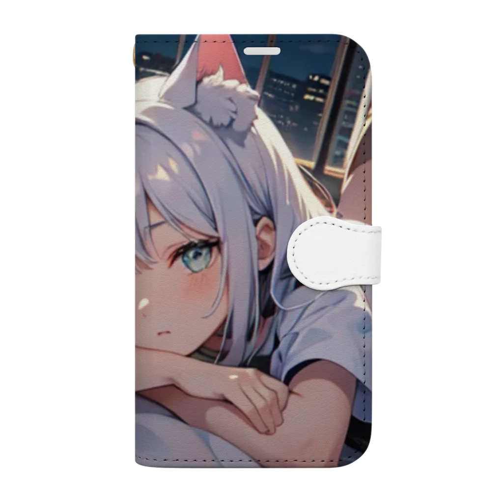 ねむねこのお店の猫耳少女 Book-Style Smartphone Case