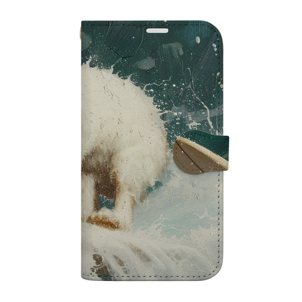 AQUAMETAVERSEのサーフィンをするウサギ Book-Style Smartphone Case