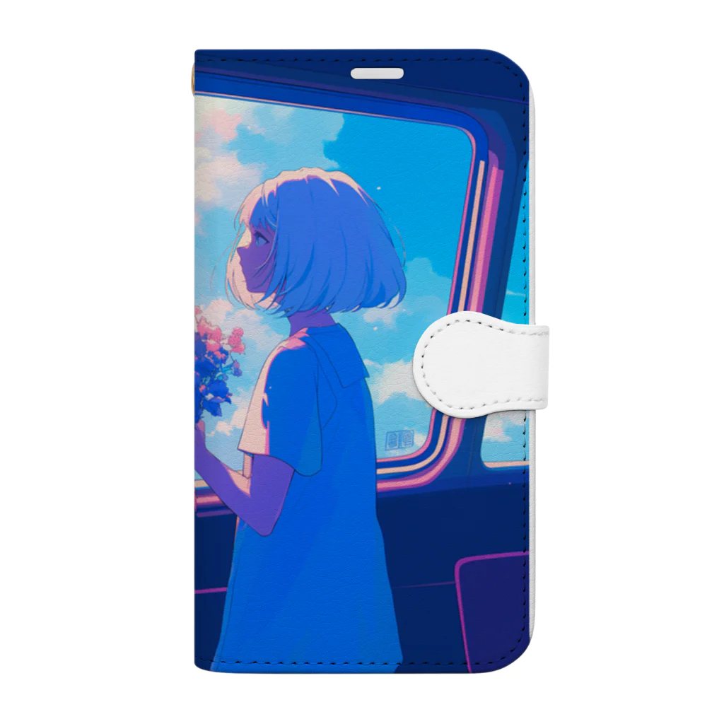 花束娘のA Girl and Flowers on the Journey Book-Style Smartphone Case