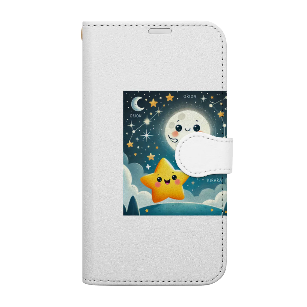 ほっこり絵音舎の🌟きらきら星と夜空の秘密グッズコレクション✨ 手帳型スマホケース