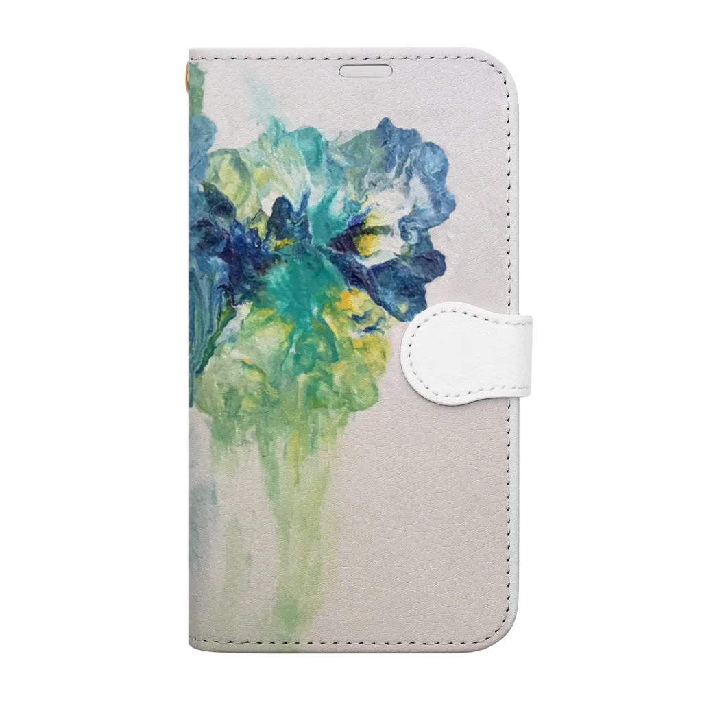 Akiyoのフィレンツェ画房 のアクアブルーなFluidFlowers 1 Book-Style Smartphone Case