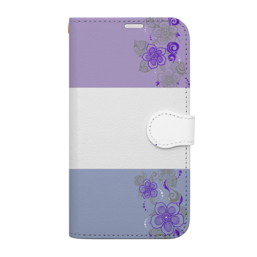 Starmine storeの【caracal】purple and gray flowers Book-Style Smartphone Case