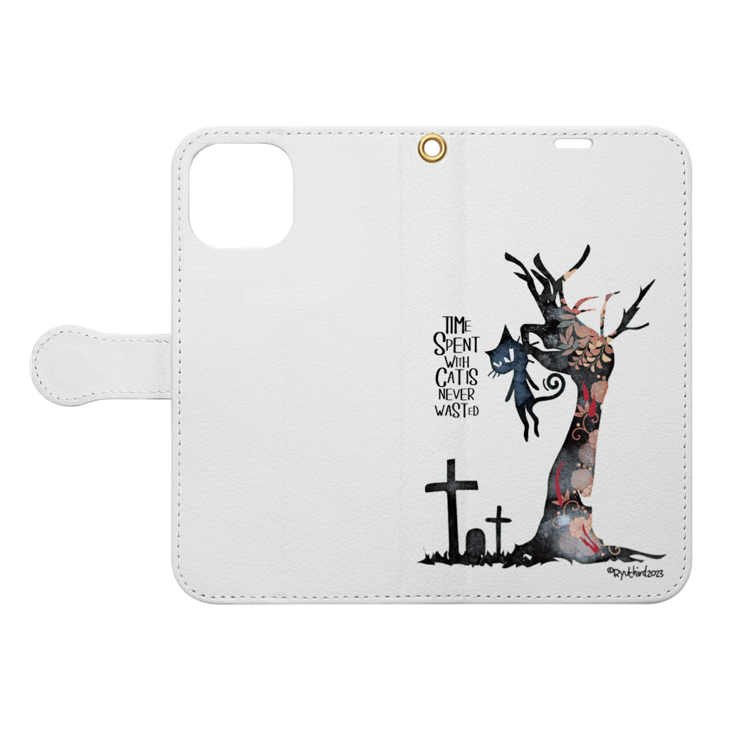 Ryuthirdの猫の木 Book-Style Smartphone Case:Opened (outside)