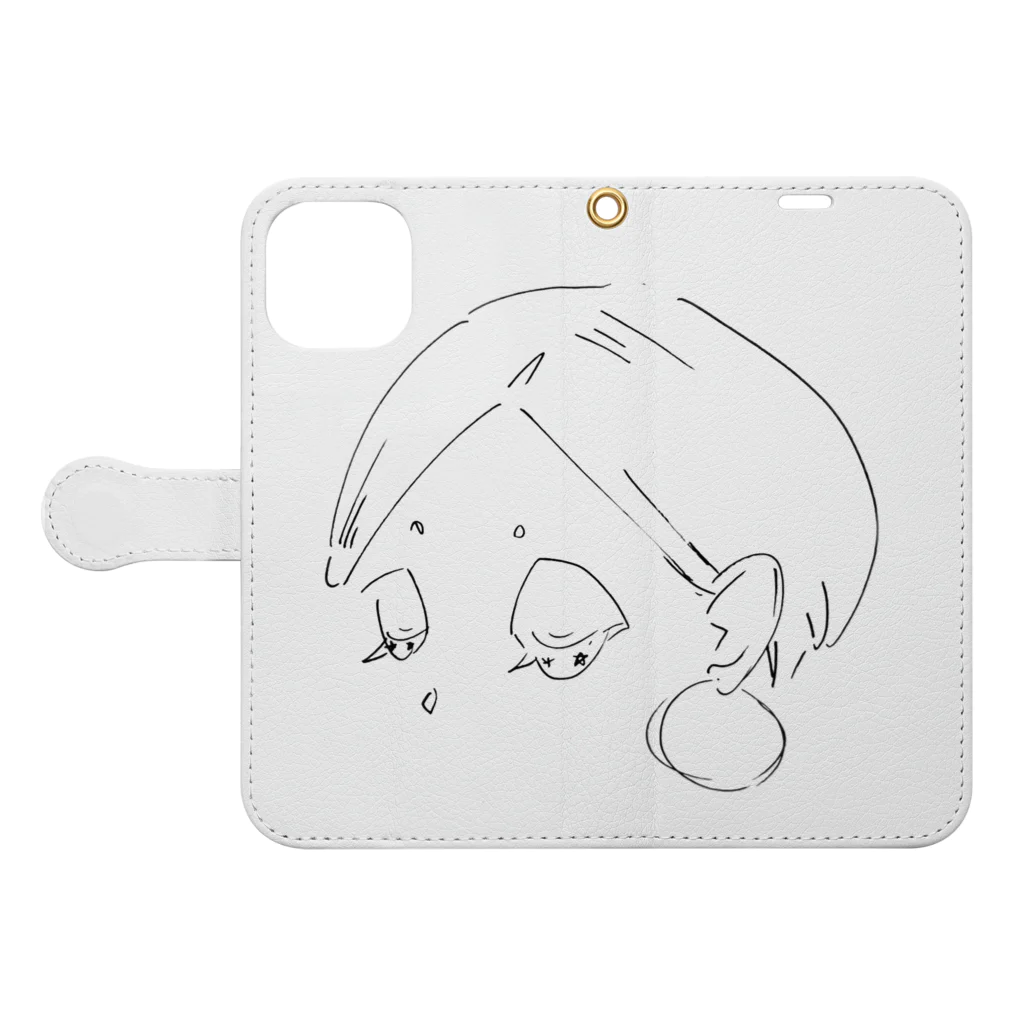 ryokoitoillustrationの伏し目ちゃん☆ Book-Style Smartphone Case:Opened (outside)