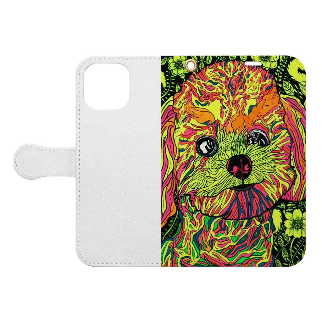 動物絵 Jamanakocic storeの犬 ファッションアイテム Book-Style Smartphone Case:Opened (outside)