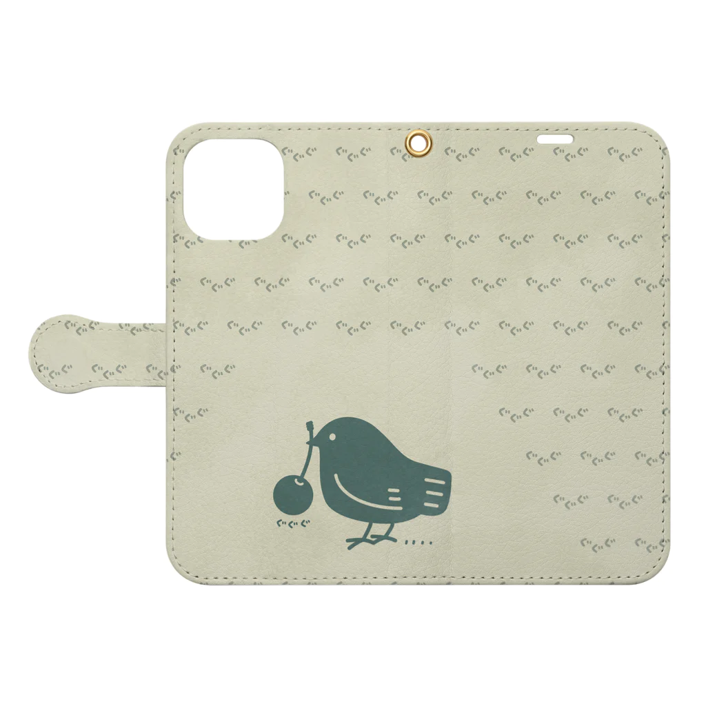 イラスト MONYAAT のみつぐとり　みどり4 Book-Style Smartphone Case:Opened (outside)