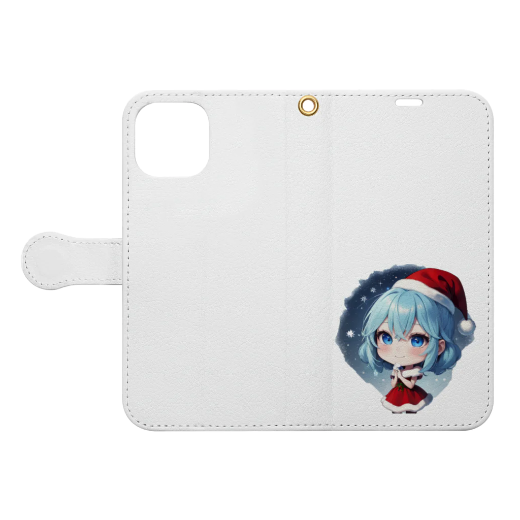 二頭身キャラが好きですのクリスマス少女 Book-Style Smartphone Case:Opened (outside)