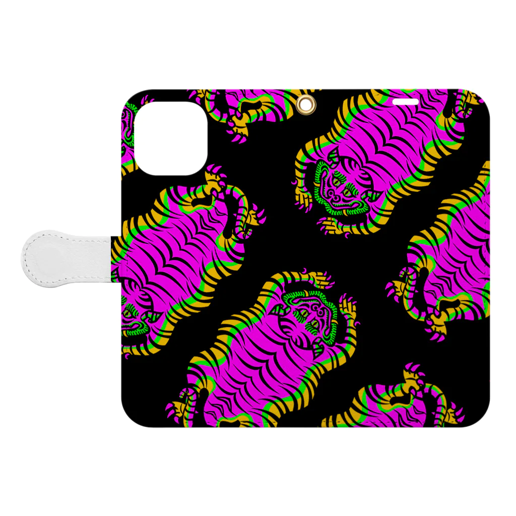 中華呪術堂（チャイナマジックホール）のPsychedelic Tigers Book-Style Smartphone Case:Opened (outside)