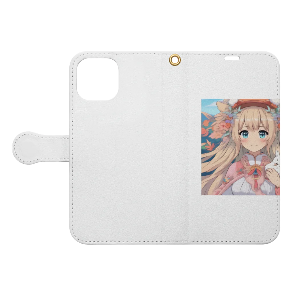 cameron2のほわほわガール Book-Style Smartphone Case:Opened (outside)