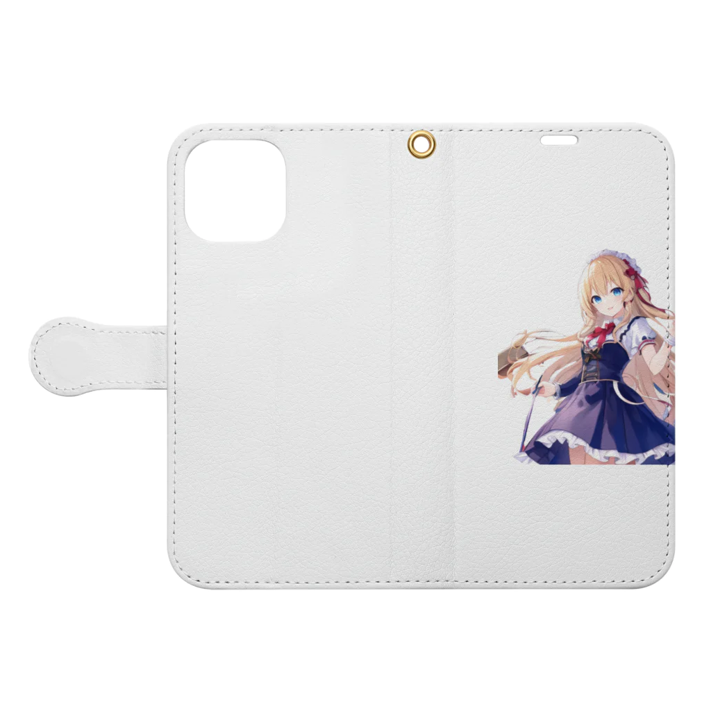 かわいい女の子とシュールな絵のアリスマーガレットちゃん Book-Style Smartphone Case:Opened (outside)