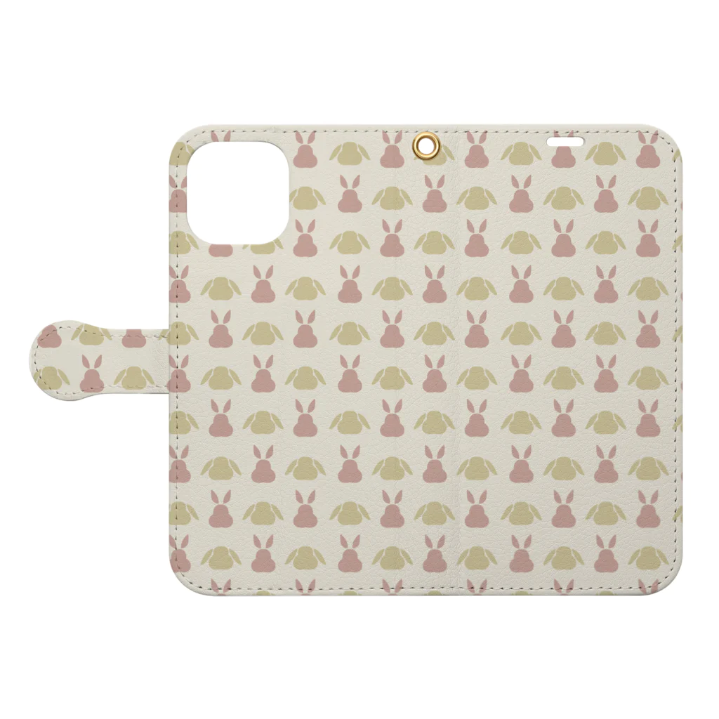 Usagi Kawaiiのうさちゃんシルエット Book-Style Smartphone Case:Opened (outside)