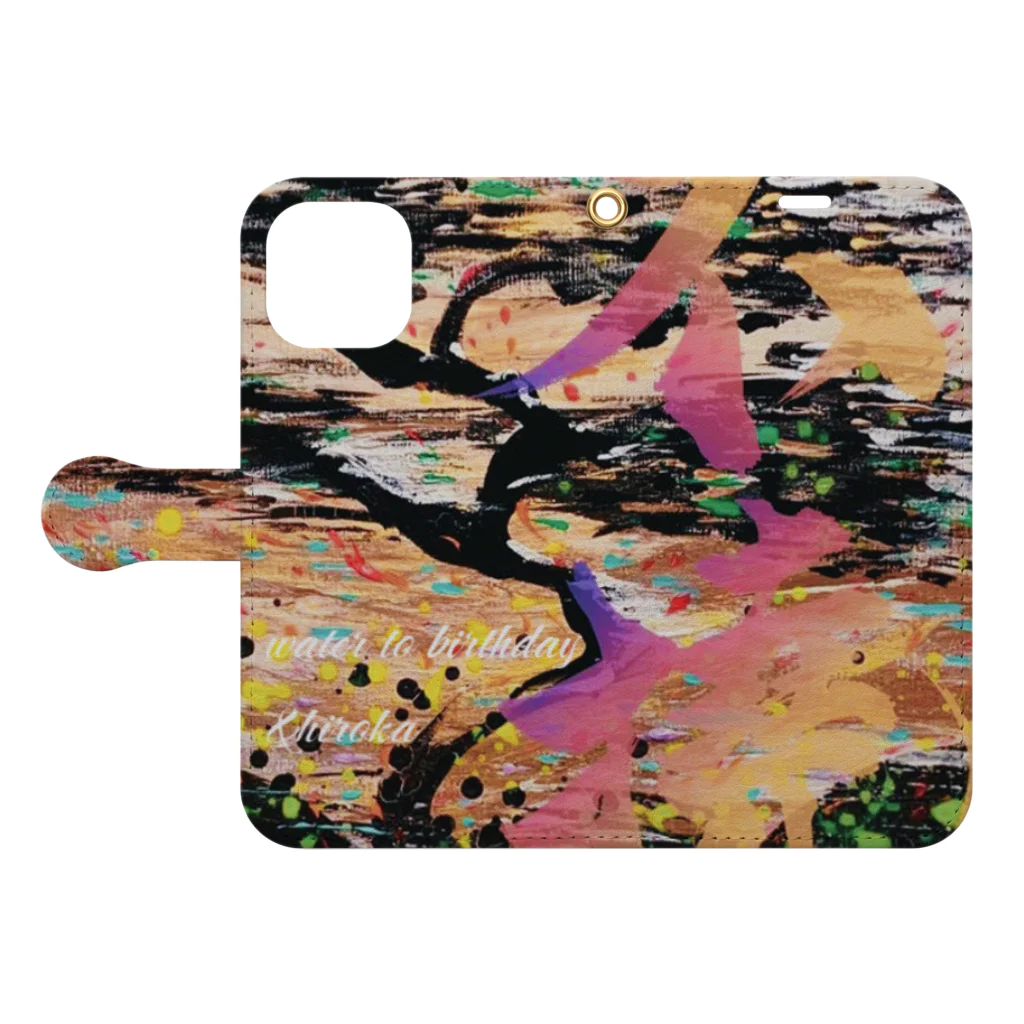 water to birthday の百折不撓×閏の光 hiroka コラボ　iPhone cover Book-Style Smartphone Case:Opened (outside)