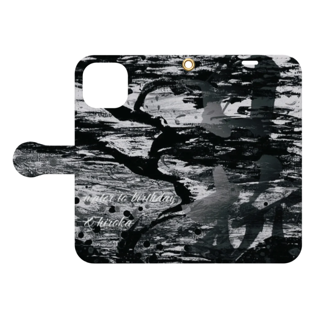 water to birthday の百折不撓×閏の光 hiroka コラボ iphone cover Book-Style Smartphone Case:Opened (outside)