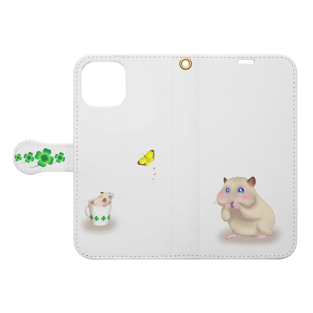 AriyamaSayuriの今日ものんびり。きんハムちゃん Book-Style Smartphone Case:Opened (outside)