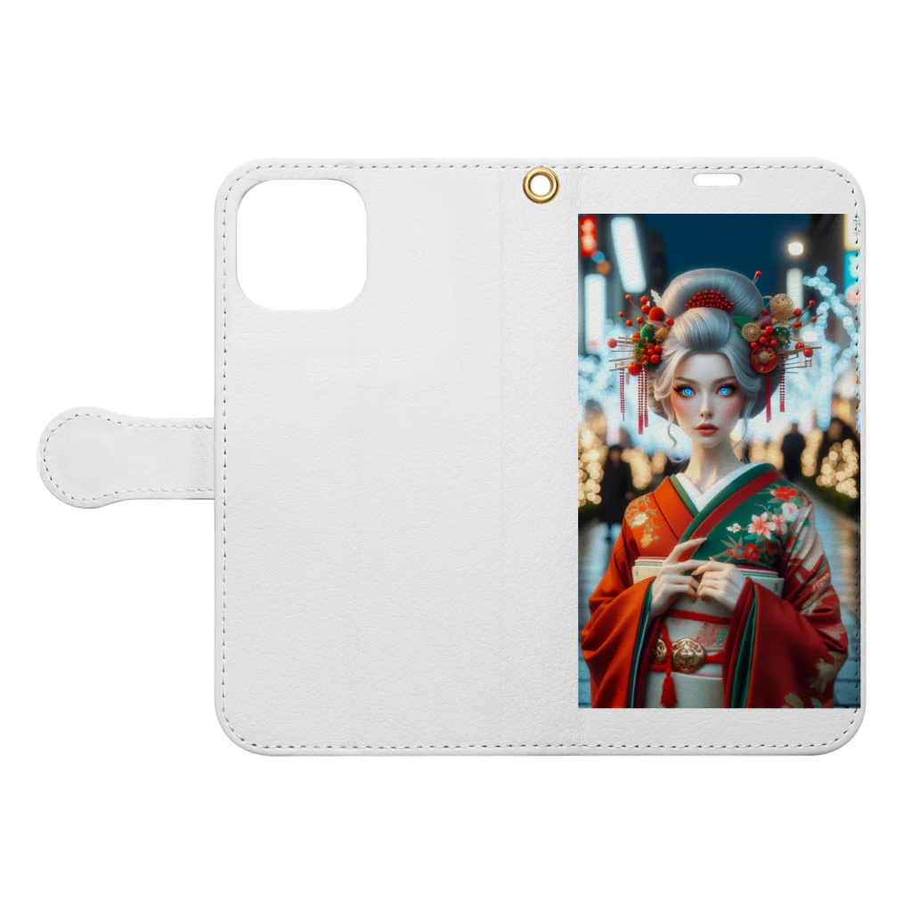 Modern Masteryの和洋折衷クリスマス Book-Style Smartphone Case:Opened (outside)