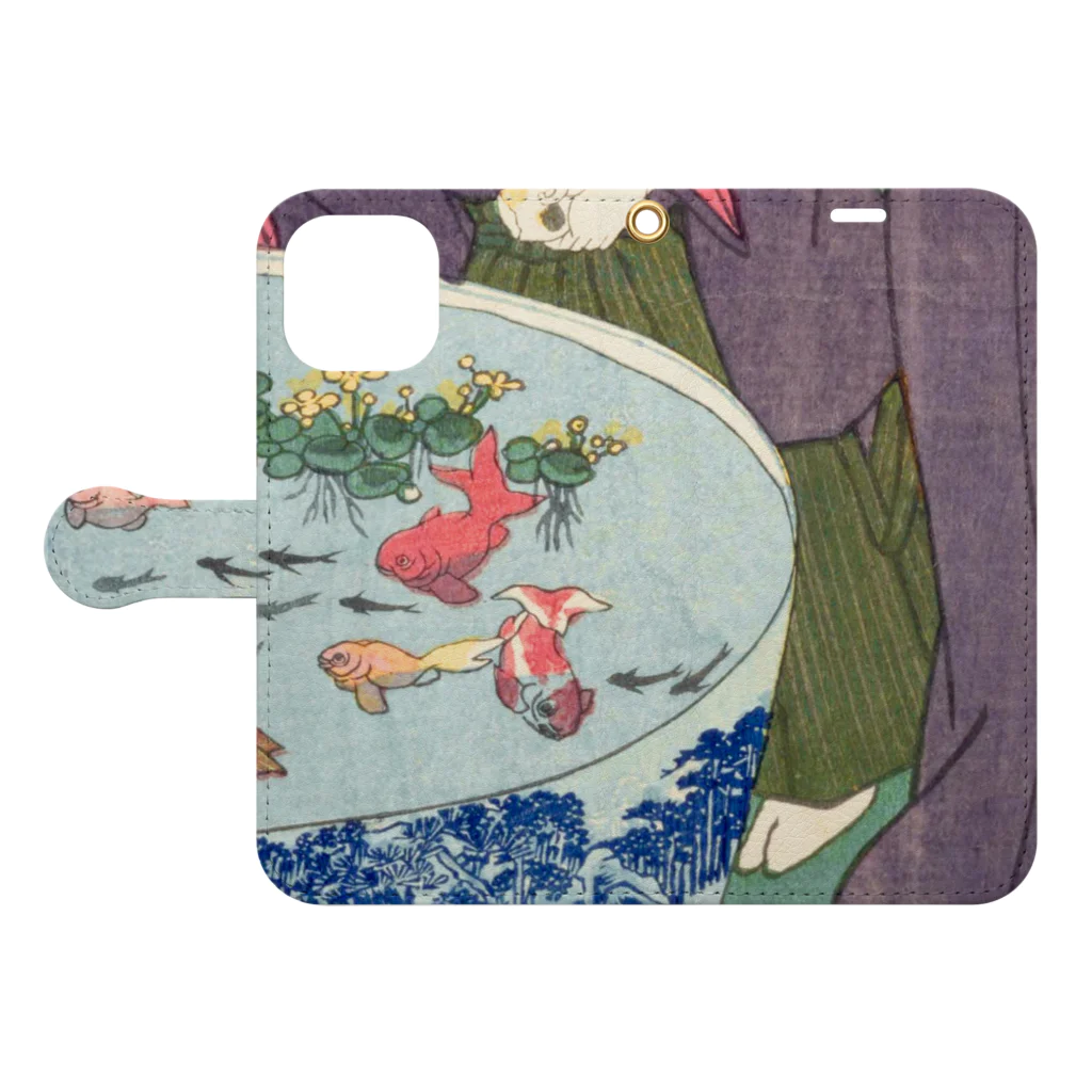 浮世絵ショップ のどぐろ　UKIYOE SHOP NODOGUROの金魚　あつまけんしみたて五節句 / Atsumaken Shimitate Gosekku Book-Style Smartphone Case:Opened (outside)