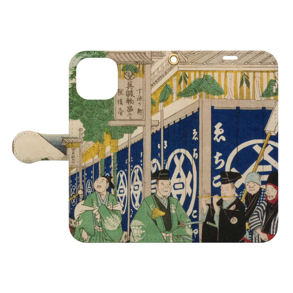 浮世絵屋の広重「冨二三十六景②　東都駿河町」歌川広重の浮世絵 Book-Style Smartphone Case:Opened (outside)