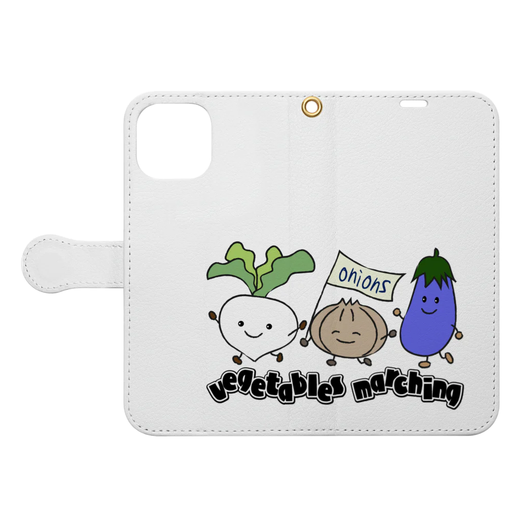 sari'sのvegetables marching Book-Style Smartphone Case:Opened (outside)