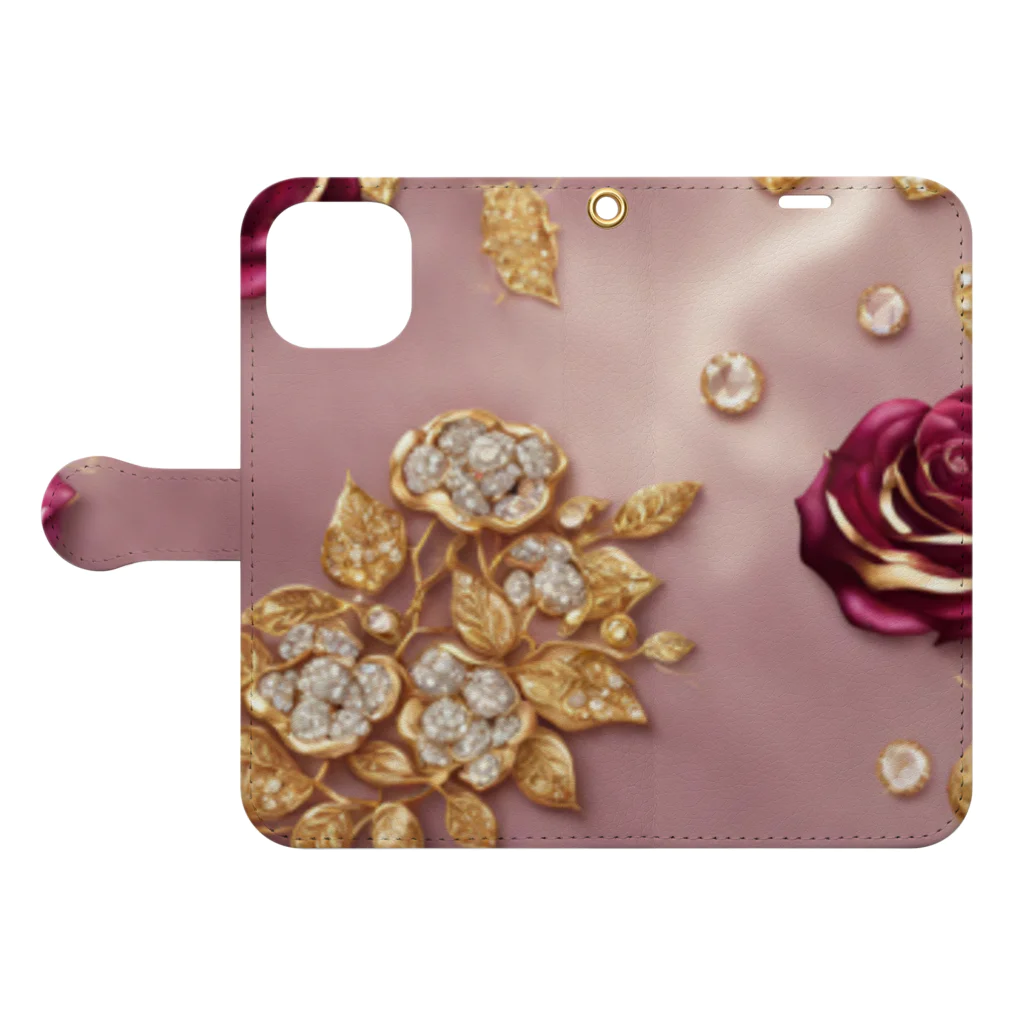 REINA-MAの薔薇 Book-Style Smartphone Case:Opened (outside)