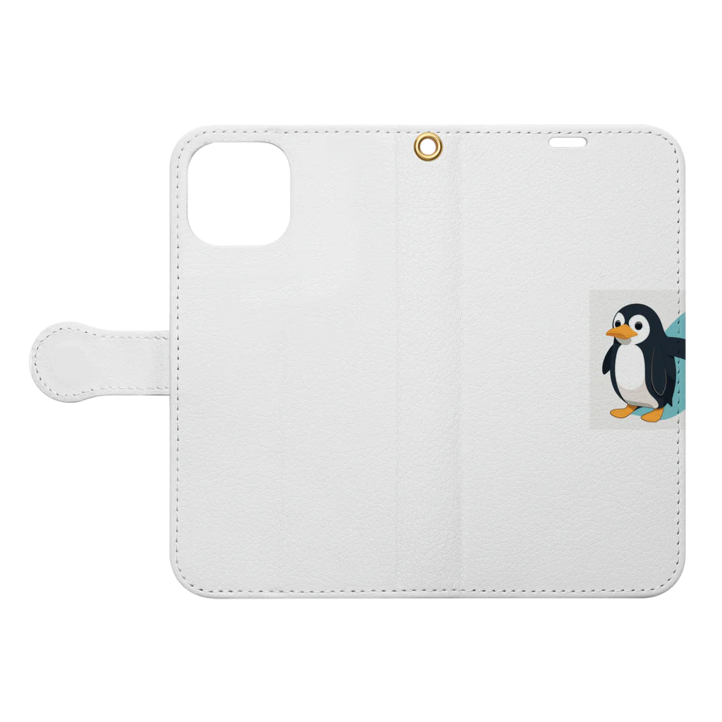 かわいい女の子とシュールな絵のペソギソ Book-Style Smartphone Case:Opened (outside)