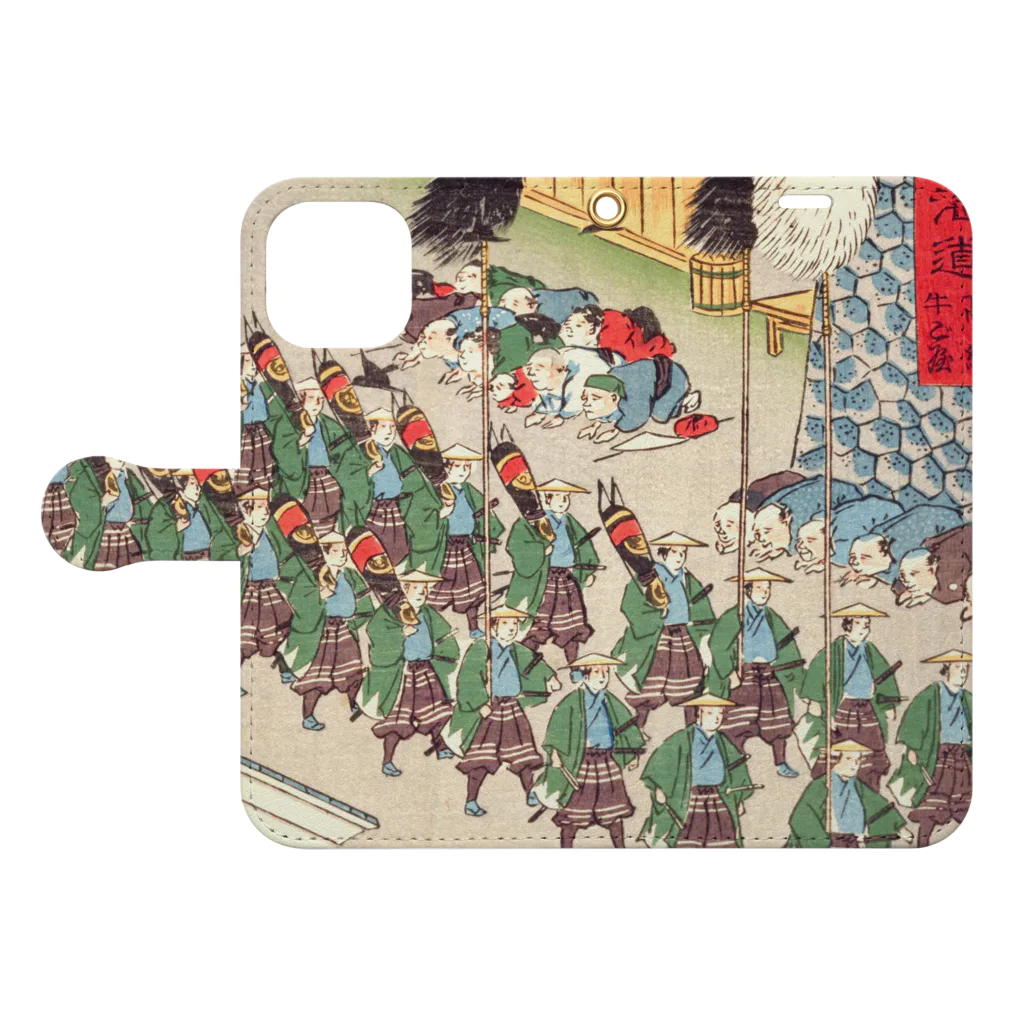 浮世絵ショップ のどぐろ　UKIYOE SHOP NODOGUROの東海道　高縄牛ご屋 / Tokaido Takanawa cow shed Book-Style Smartphone Case:Opened (outside)