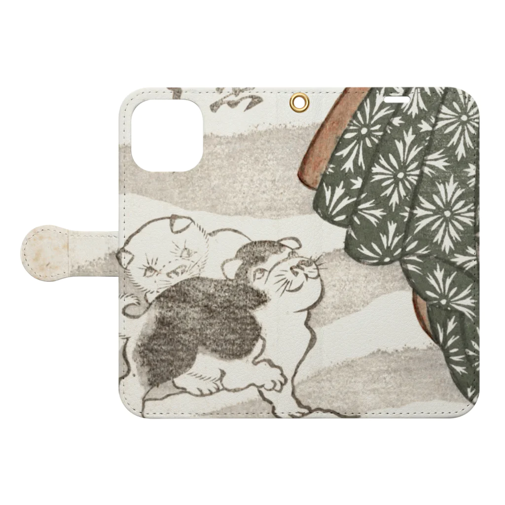 浮世絵ショップ のどぐろ　UKIYOE SHOP NODOGUROの犬　菊之烝きどり（無題）/ Kikunojo Kidori (untitled)  Book-Style Smartphone Case:Opened (outside)