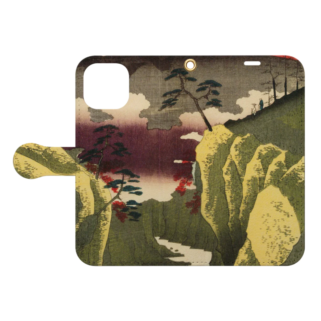 浮世絵屋の広重「冨二三十六景㉜　甲斐犬目峠」歌川広重の浮世絵 Book-Style Smartphone Case:Opened (outside)