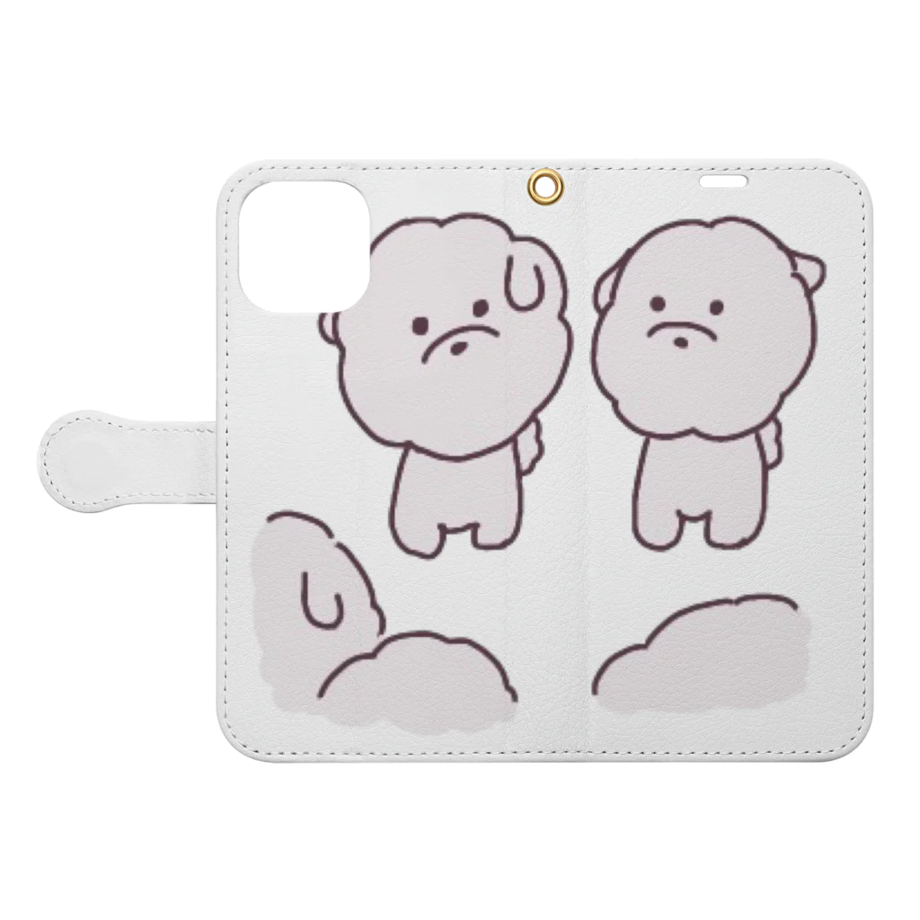 feee.co/フィー子(マーメイド)のふわもち犬の集い(井戸端会議) Book-Style Smartphone Case:Opened (outside)