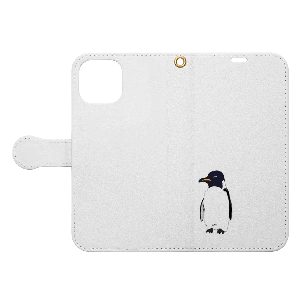 目つきが鋭い動物たちの目つきの鋭いペンギン Book-Style Smartphone Case:Opened (outside)