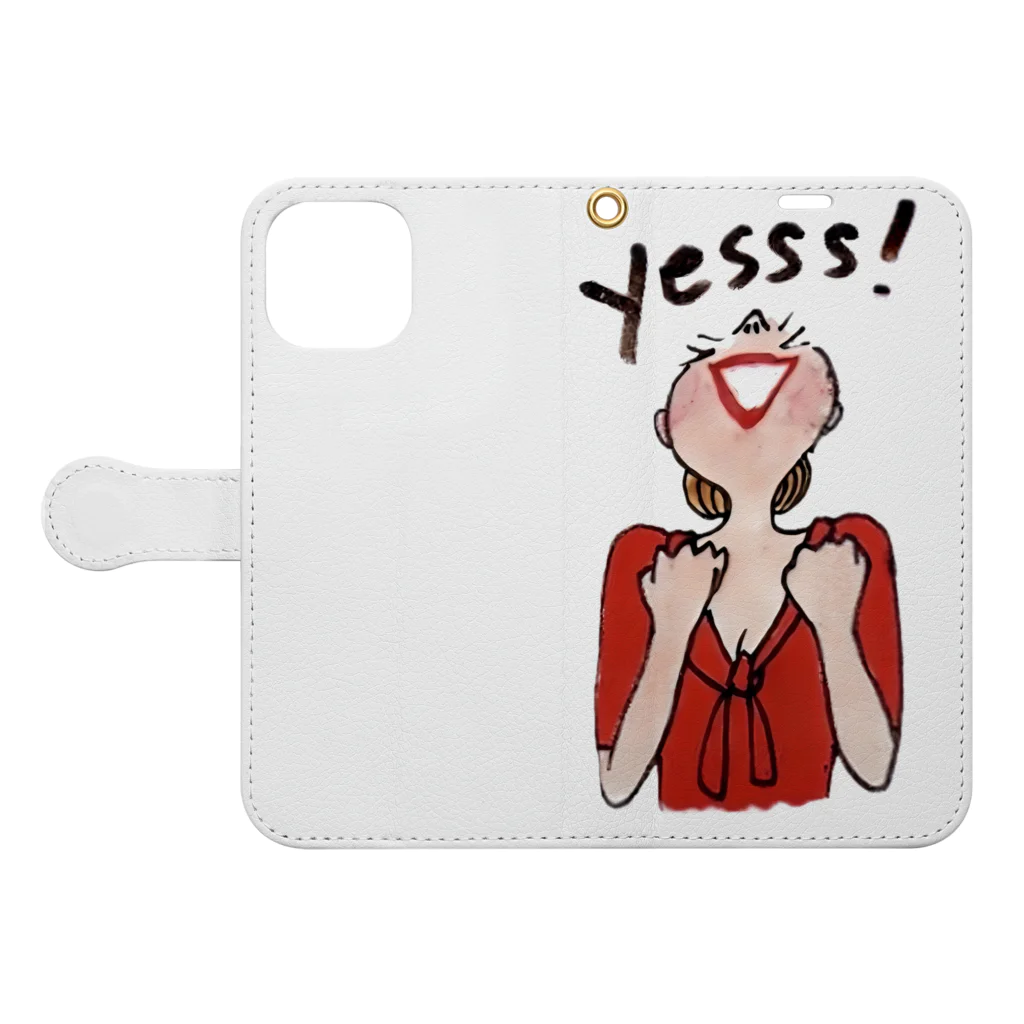 アンティークZeeeのYES! ポジティブWoman Book-Style Smartphone Case:Opened (outside)