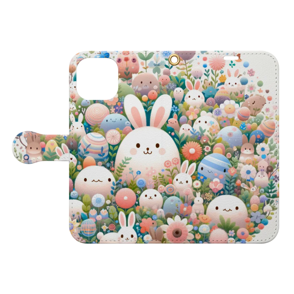 raio-nのハッピーフローラルファンタジー Book-Style Smartphone Case:Opened (outside)