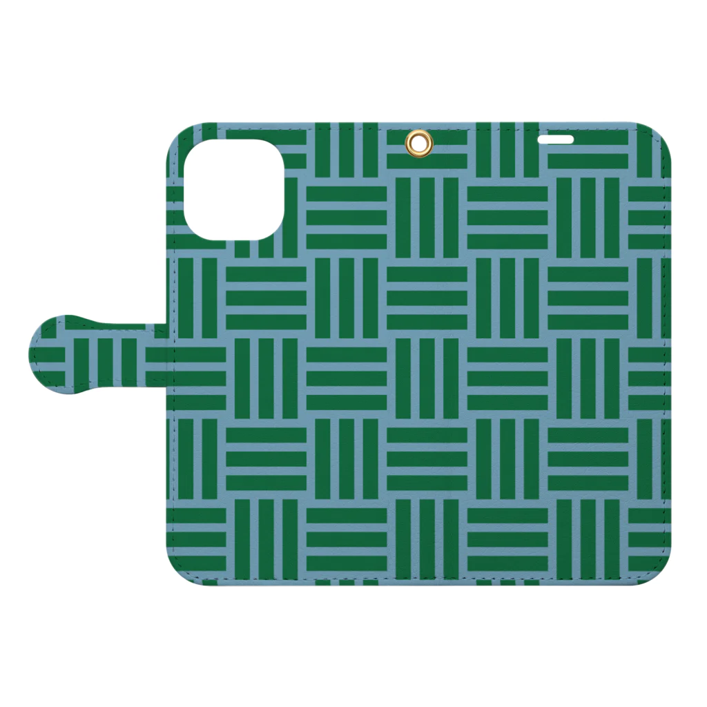 Musashi和柄Shop 【Japanese pattern】の三崩し手帳型スマホケース Book-Style Smartphone Case:Opened (outside)