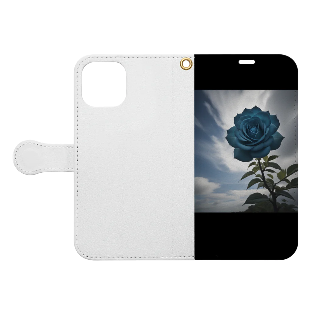 J-BRAVEの一輪の青い薔薇 Book-Style Smartphone Case:Opened (outside)