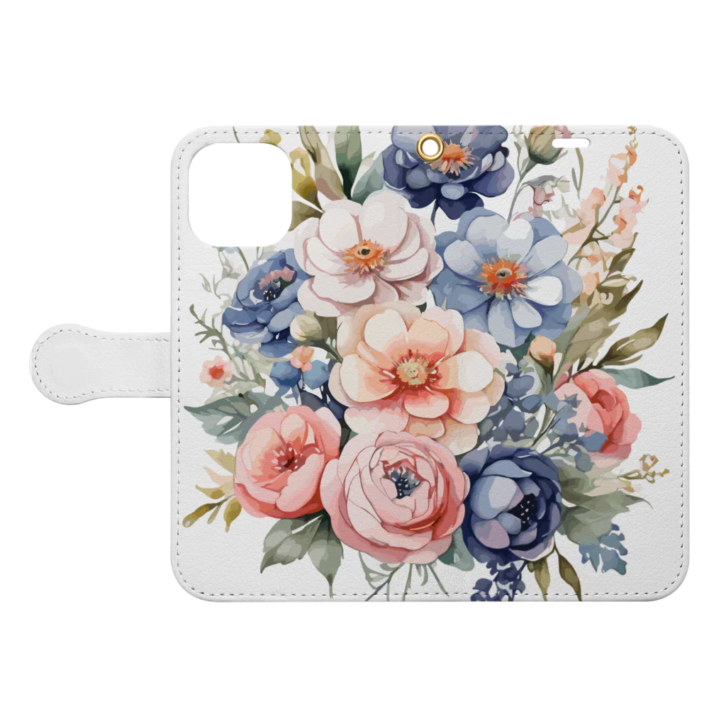 ファンシーTシャツ屋のパステルカラーの花束 Book-Style Smartphone Case:Opened (outside)