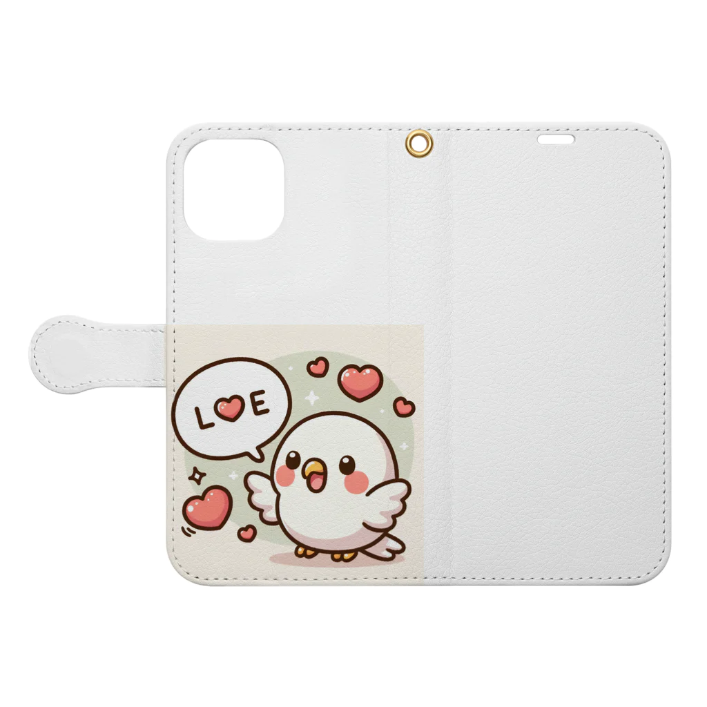 colorsの小鳥のラブちゃん Book-Style Smartphone Case:Opened (outside)