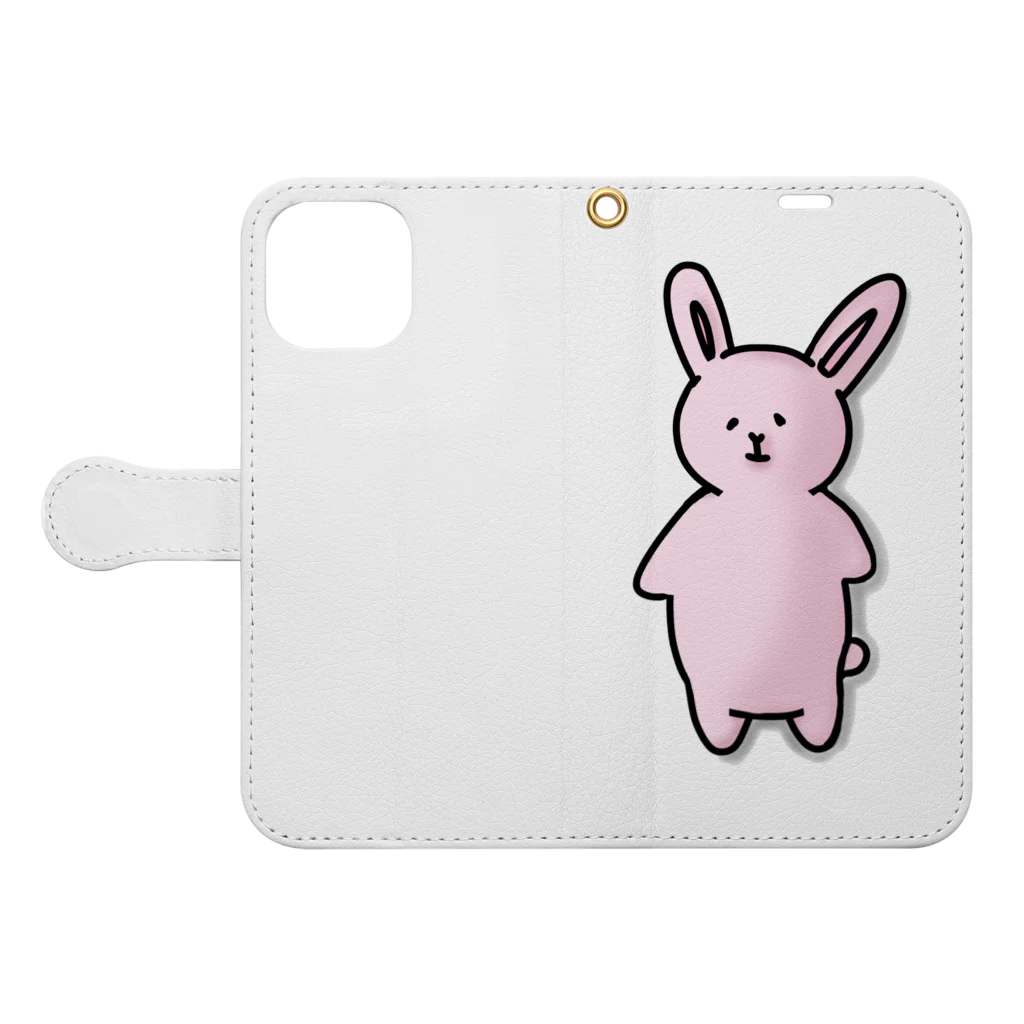 みつまめこshopのポテっとうさぎ Book-Style Smartphone Case:Opened (outside)