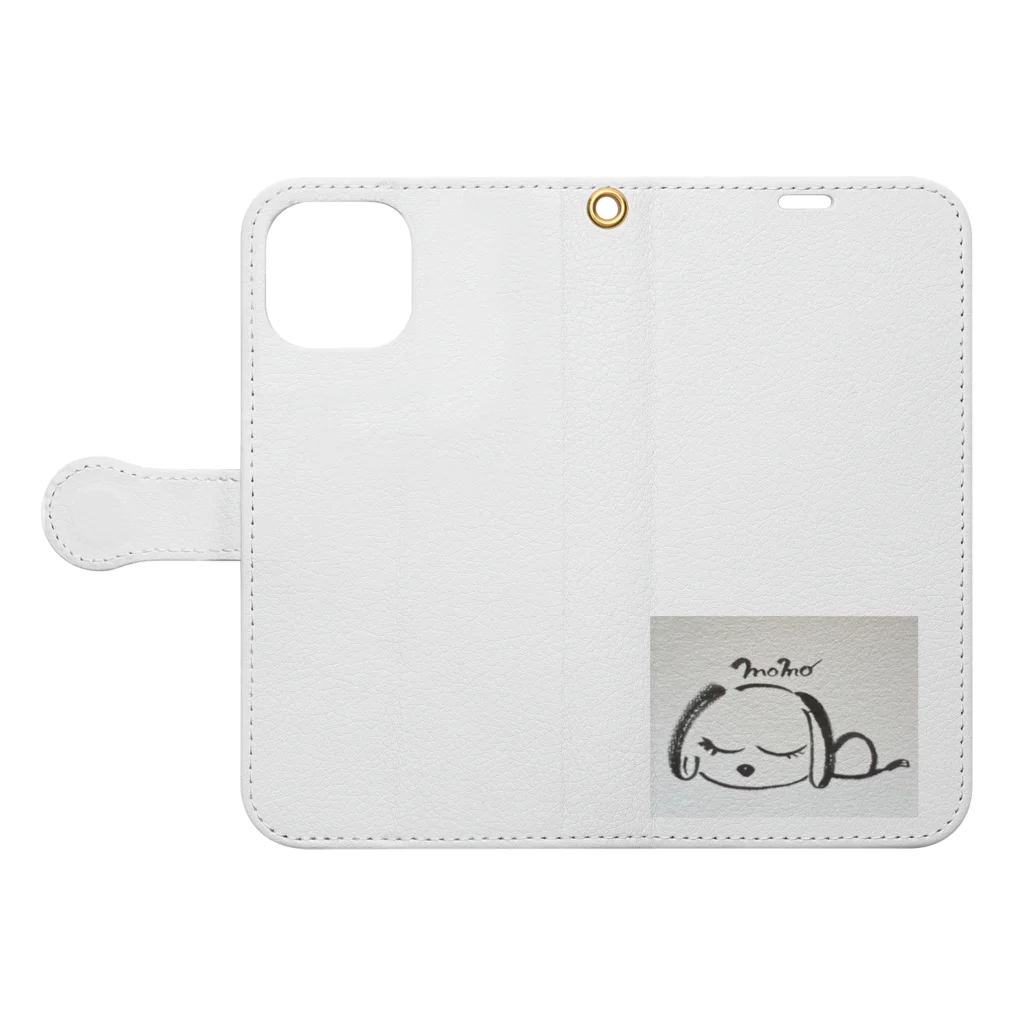 ラブリーモモ🐶🐾のネムネムモモ Book-Style Smartphone Case:Opened (outside)