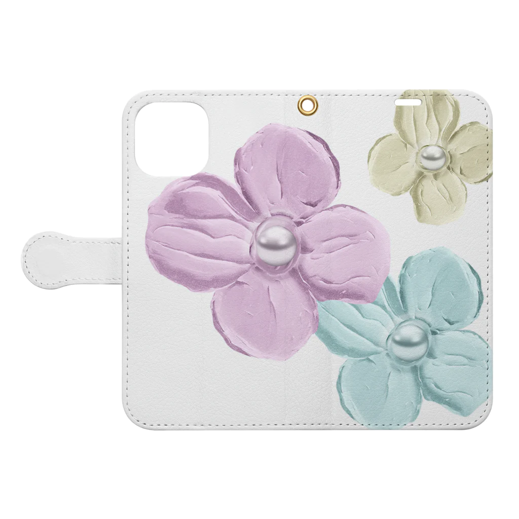 strawberry ON LINE STORE のstrawberry☆ENTERTAINMENT＜Flower＞　strawberryブランド Book-Style Smartphone Case:Opened (outside)