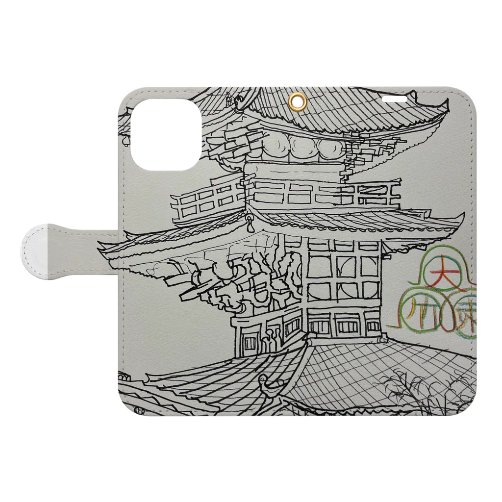 エド・ワード【江戸鉾の愛殿原】。の清水寺 Book-Style Smartphone Case:Opened (outside)