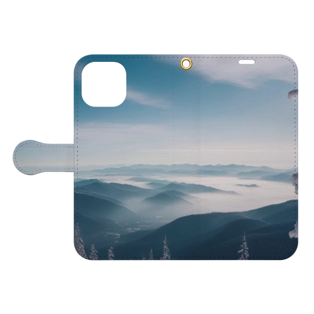 awawoの青空と山の風景 Book-Style Smartphone Case:Opened (outside)