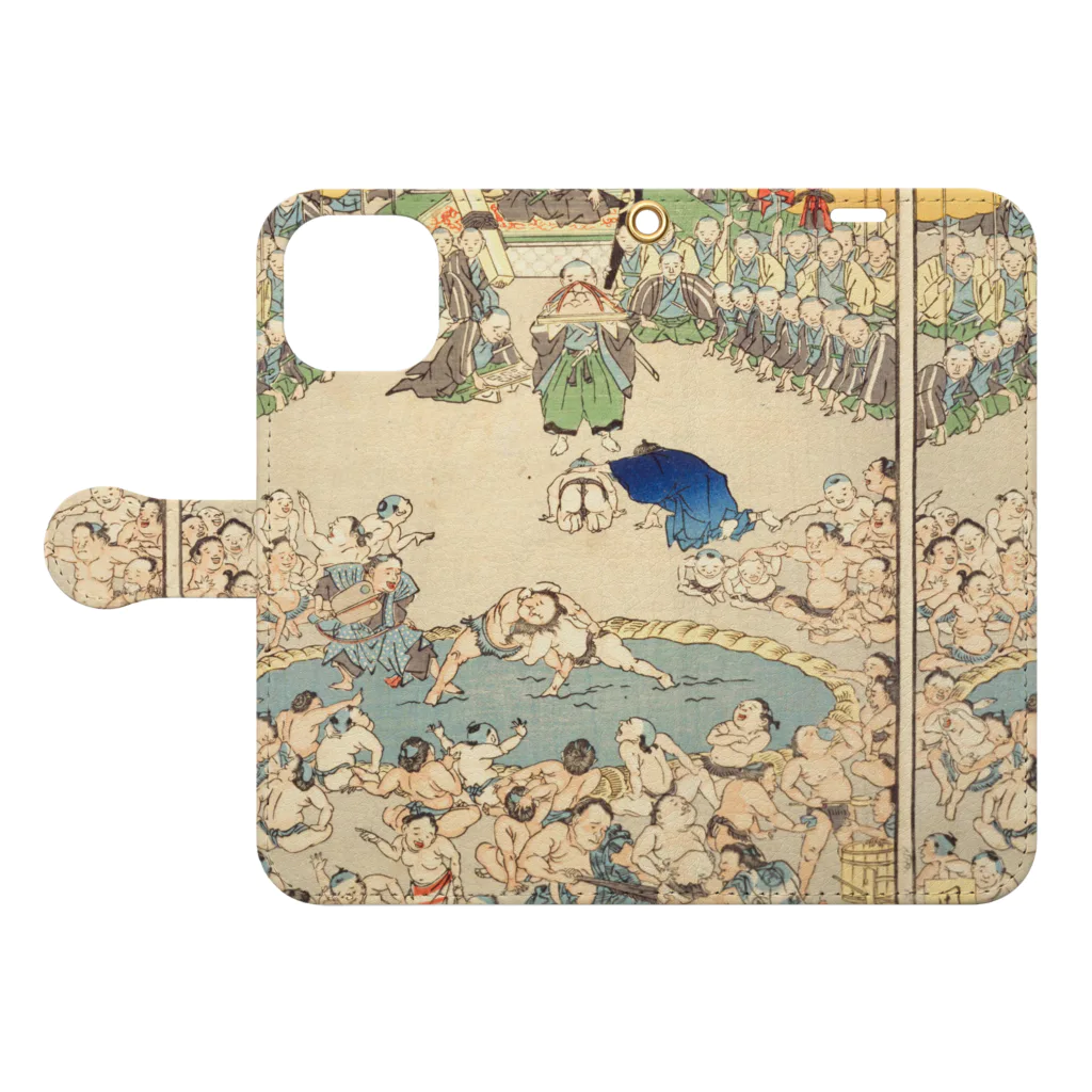 浮世絵ショップ のどぐろ　UKIYOE SHOP NODOGUROの相撲　東海道　浪花天保山 / Tokaido Naniwa Tempozan 手帳型スマホケースを開いた場合(外側)