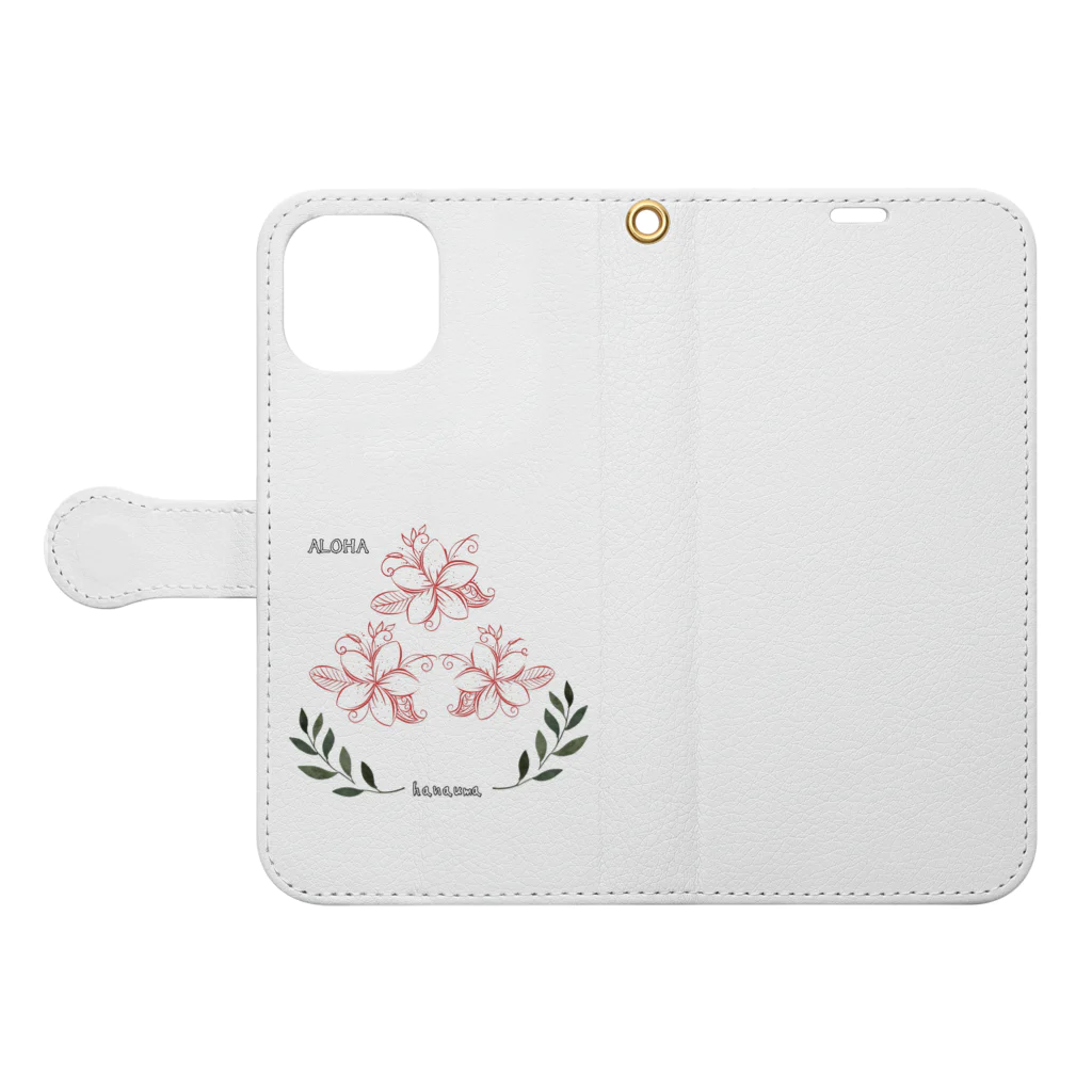 花馬〜Hanauma〜のプルメリアさん Book-Style Smartphone Case:Opened (outside)