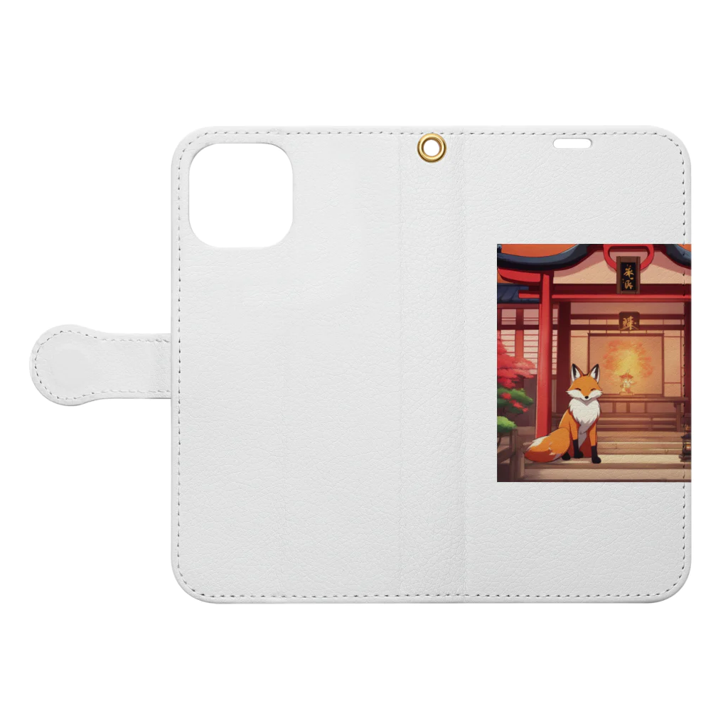 zetubouの神社と狐 Book-Style Smartphone Case:Opened (outside)