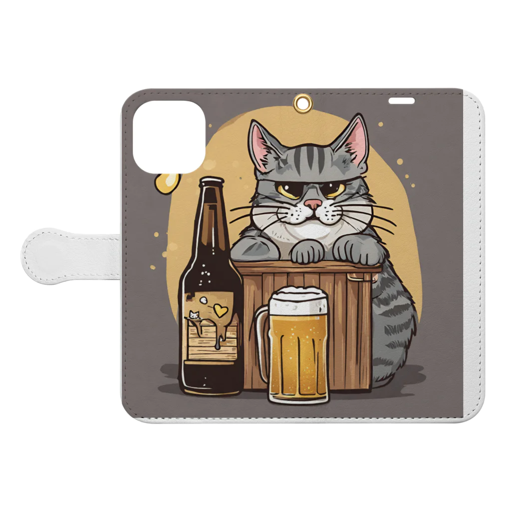 はまみるの酔っ払いの猫くん Book-Style Smartphone Case:Opened (outside)