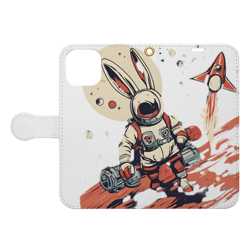 ロケットうさぎのロケットうさぎ　平和維持 Book-Style Smartphone Case:Opened (outside)