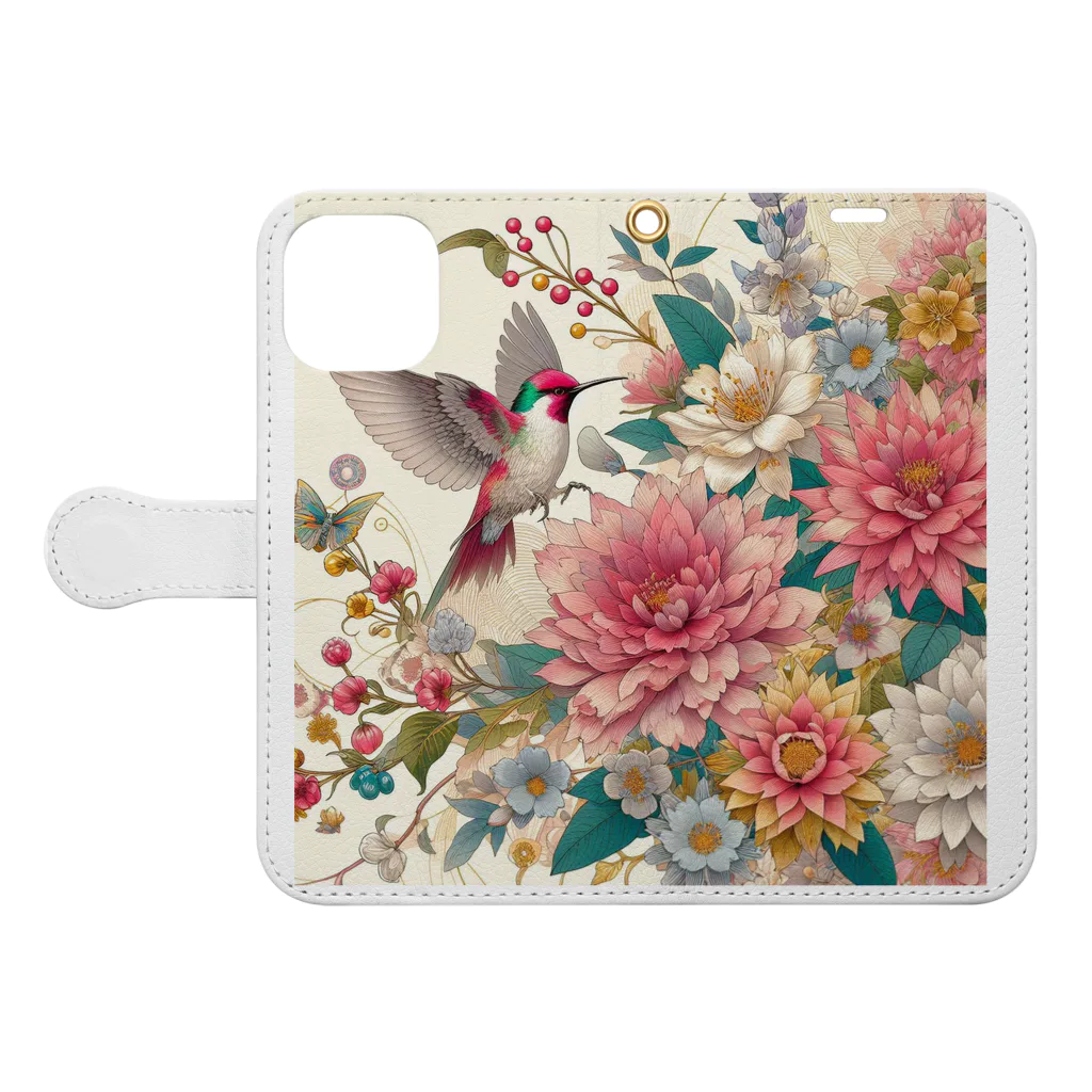 masahi-6の花鳥和風 Book-Style Smartphone Case:Opened (outside)