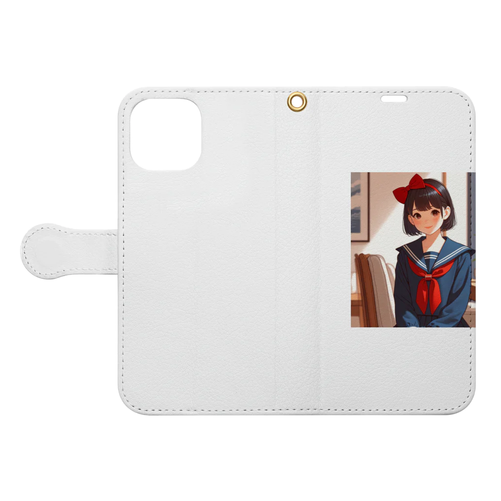 midori_kawaのセーラーキュート Book-Style Smartphone Case:Opened (outside)