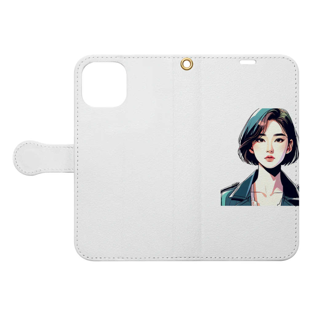 TMJのアジア美人 Book-Style Smartphone Case:Opened (outside)