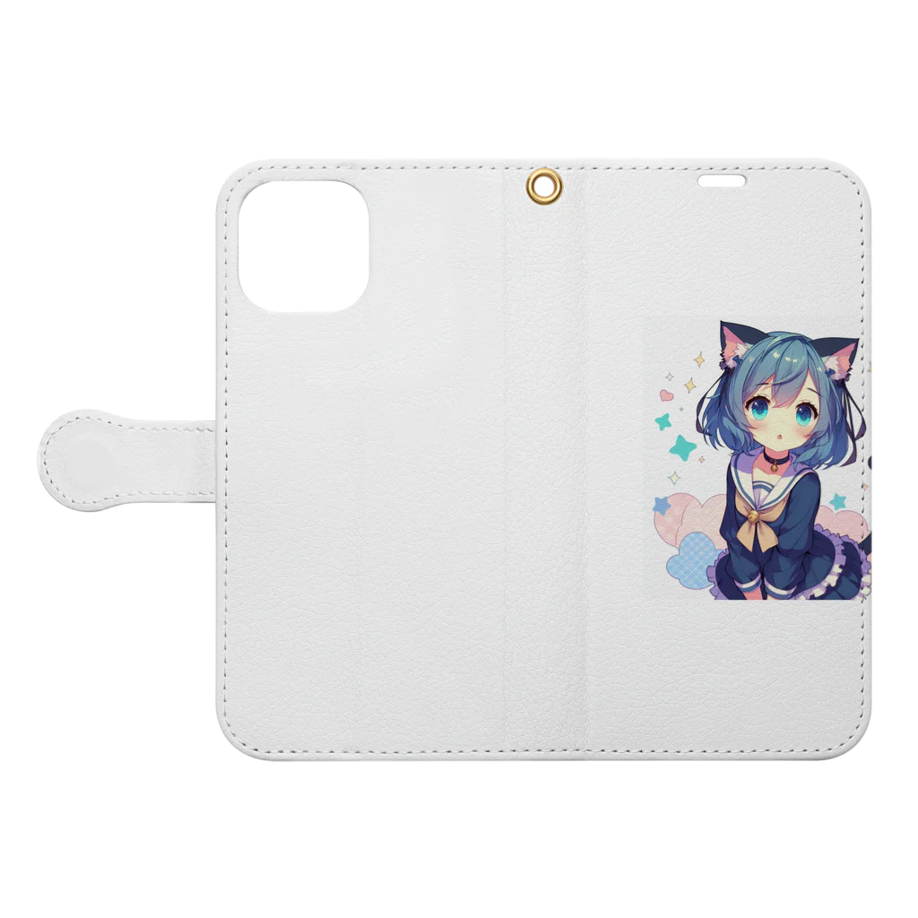 ウォリザ・サティバの猫耳っ娘 Book-Style Smartphone Case:Opened (outside)