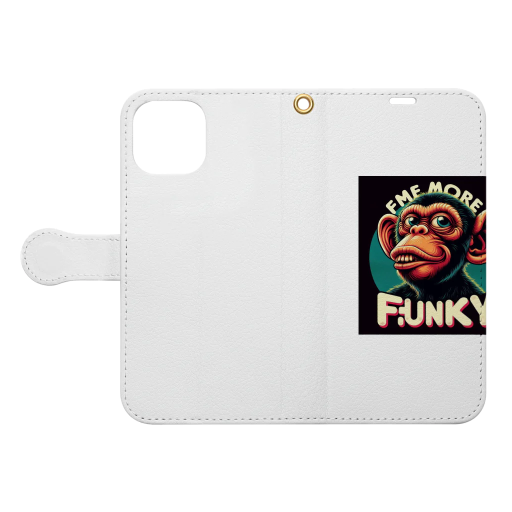 k.a.u.j.7のFUNKYなサルが登場 Book-Style Smartphone Case:Opened (outside)